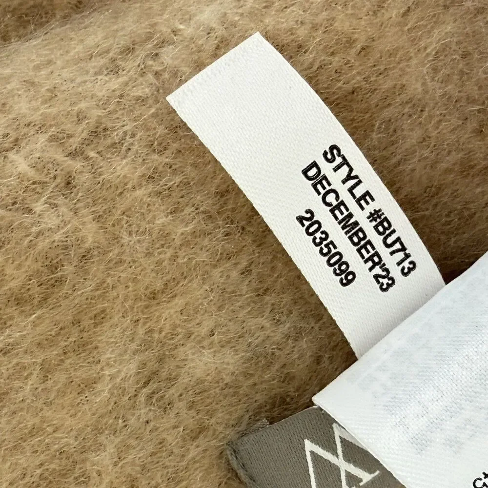 NEW J Crew Brushed Knit Woven Scarf 81x15 Camel Brown Fringe BU713 Classic Prep